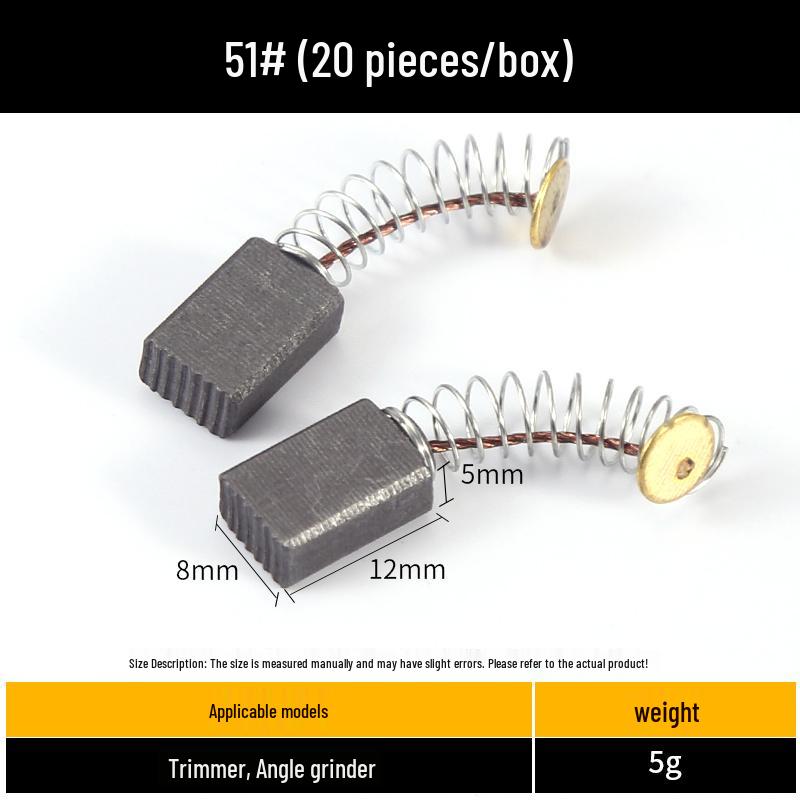 Carbon Brush Set for Angle Grinders, Cutting Machines, Hand Drills, Polishers, Sanders, Impact Drills, and Motors