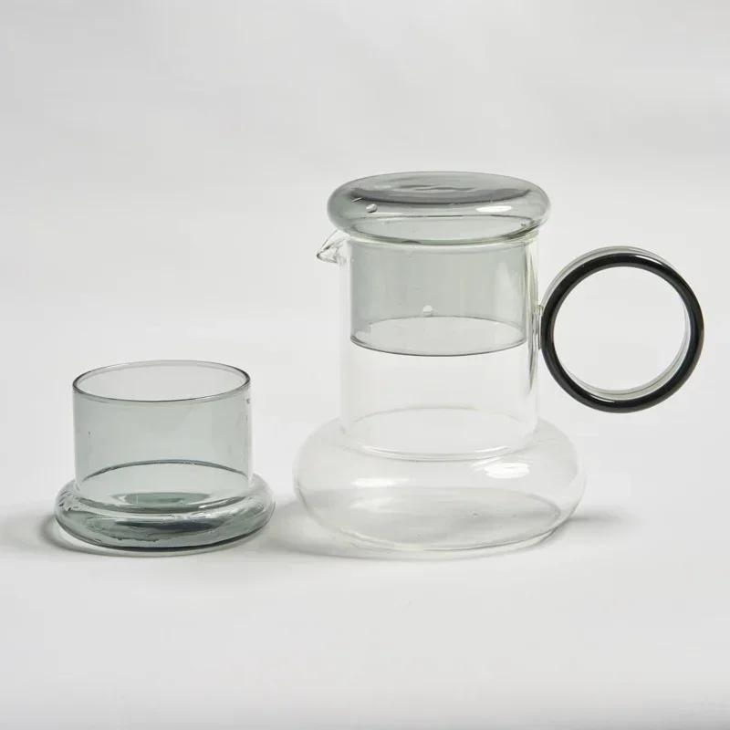 Glass Pitcher with Cup Lid Kettle Glass Set Teaware Teapots Pitcher Water Filters Water Jug Water Carafe Glass Bottle