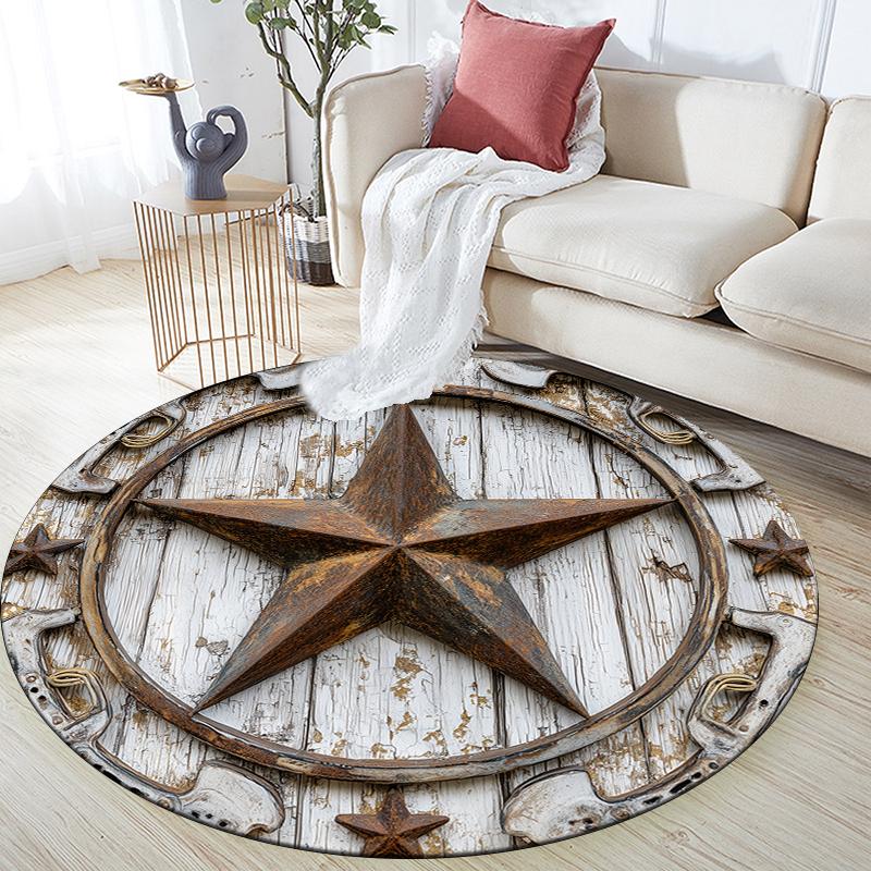 Pentagram pattern round rug,Carpet Rug for Living Room Bedroom Sofa Playroom Decor,Non-slip Floor Mat,Holiday Gifts and Birthday Gifts