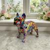 Graffiti French Bulldog Figurine Hand-Painted Artistic Dog Statue Resin Sculpture Living Room Office Home Desk Decoration Ornament