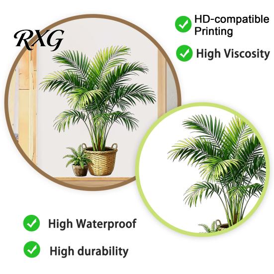 Bathroom Window Privacy Clings Green Plant Wall Stickers, Tropical Monstera Areca Palm Decals, Waterproof Glass Door Decorative Films PVC Leaf Art for