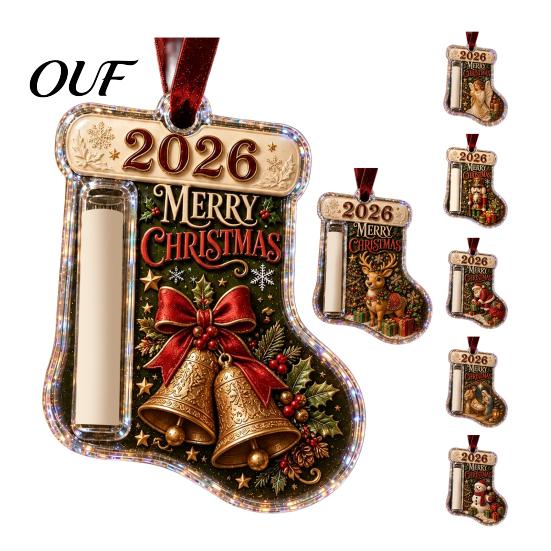 Unique Xmas Money Display Stocking Shaped Christmas Cash Gift Ornament, Acrylic Holder Hanging Clip Decor, Tree for Tree, Holiday Party Supplies