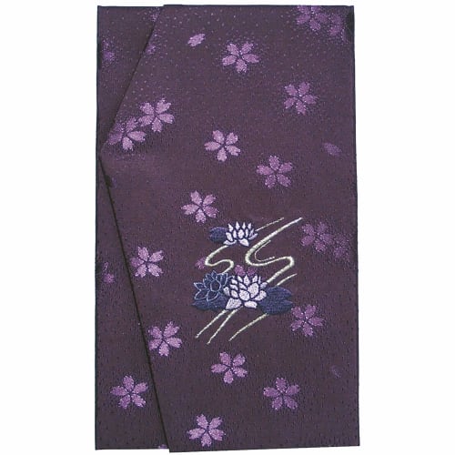 Takajirushi Fukusa (Fukusa) with Gold Seal, Embroidered Lotus Design, 44-1231, for Buddhist Celebrations, Purple, Polyester