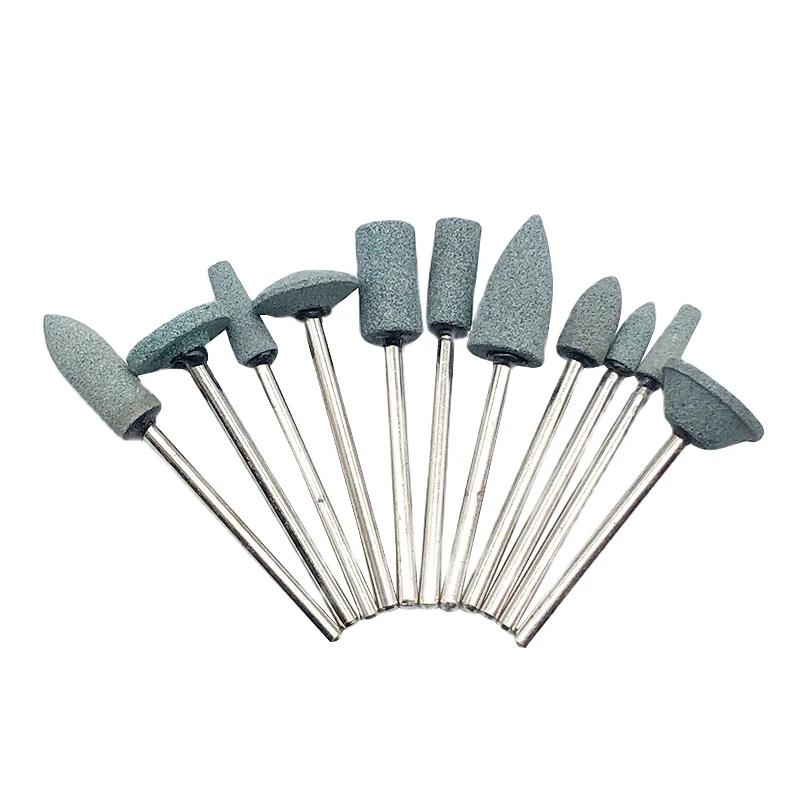 10Pcs Mounted Stones Grinders 2.35Mm Contours Geramic Green Stones Grind Polisher Green Hp Polishing Stone Drills