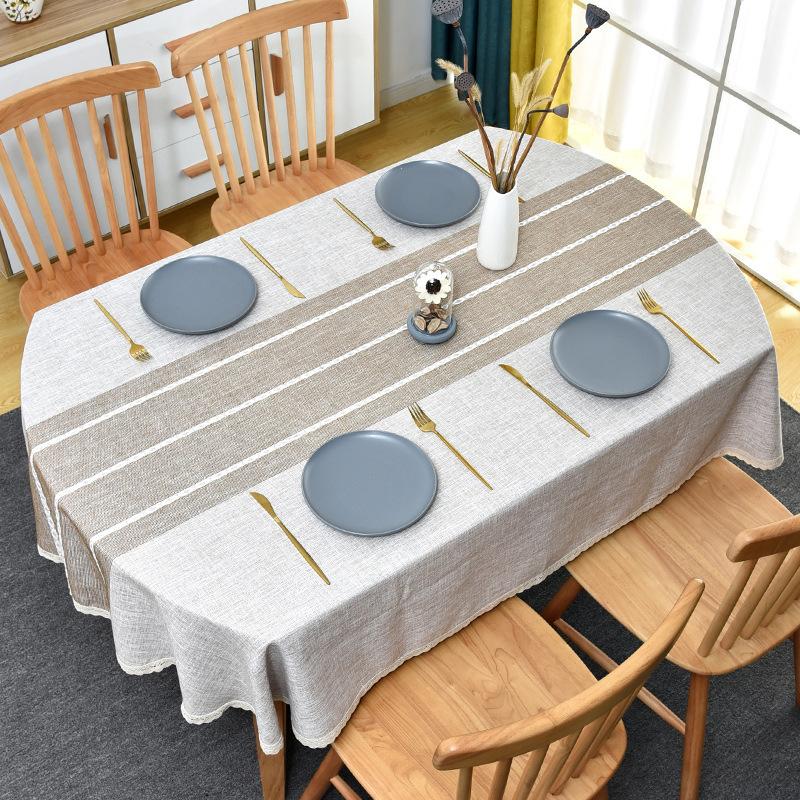 

Fabric Tablecloth Oval Dining Table Cloth Rounded Corners Foldable Retractable Table Cotton And Linen Japanese Small Fresh Coffee Table oval 140*240cm