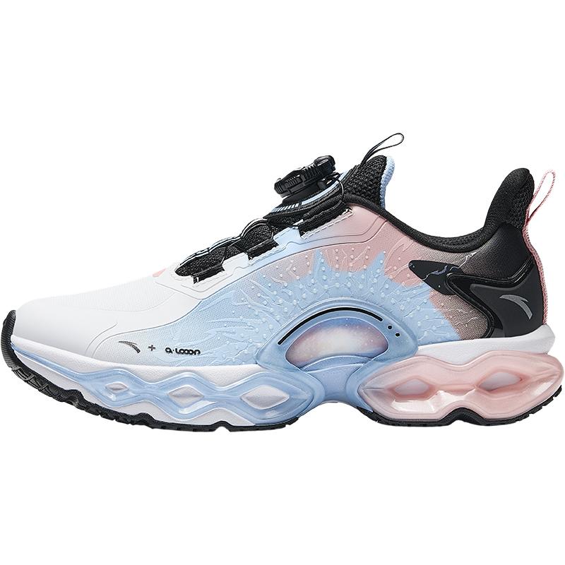 Anta Kids Energy Ring 10.0 Comfortable Rebound Lightweight Shock Absorption Low Top Running Shoes Kids Running Shoes White Black Blue 322445504N-1