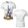 2024 France Paris Eiffel Tower 3D Print Summer Tees Streetwear Crew Neck Short Sleeve Casual Oversized Men Women Kids Tops