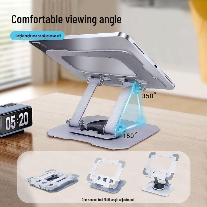 Adjustable All-Metal Desktop Stand for Phone/Tablet with 6-Way Rotation