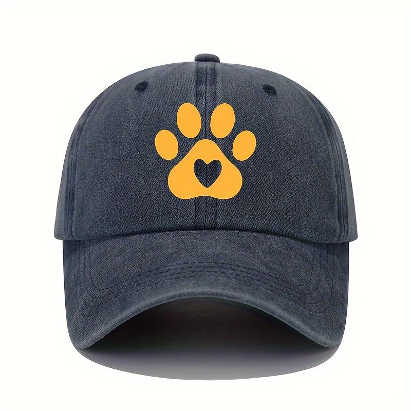 Retro Style Bear Paw and Heart-shaped Printed Baseball Cap - Women's Adjustable Lightweight Sun Protection Cap