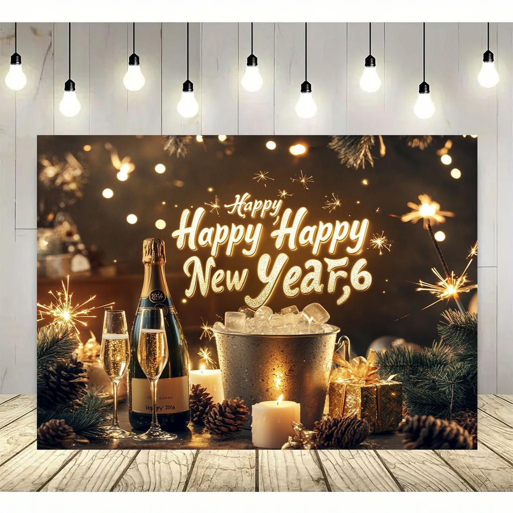 1 piece 2026 Happy New Year background cloth, suitable for birthday, anniversary, Christmas and Thanksgiving party supplies