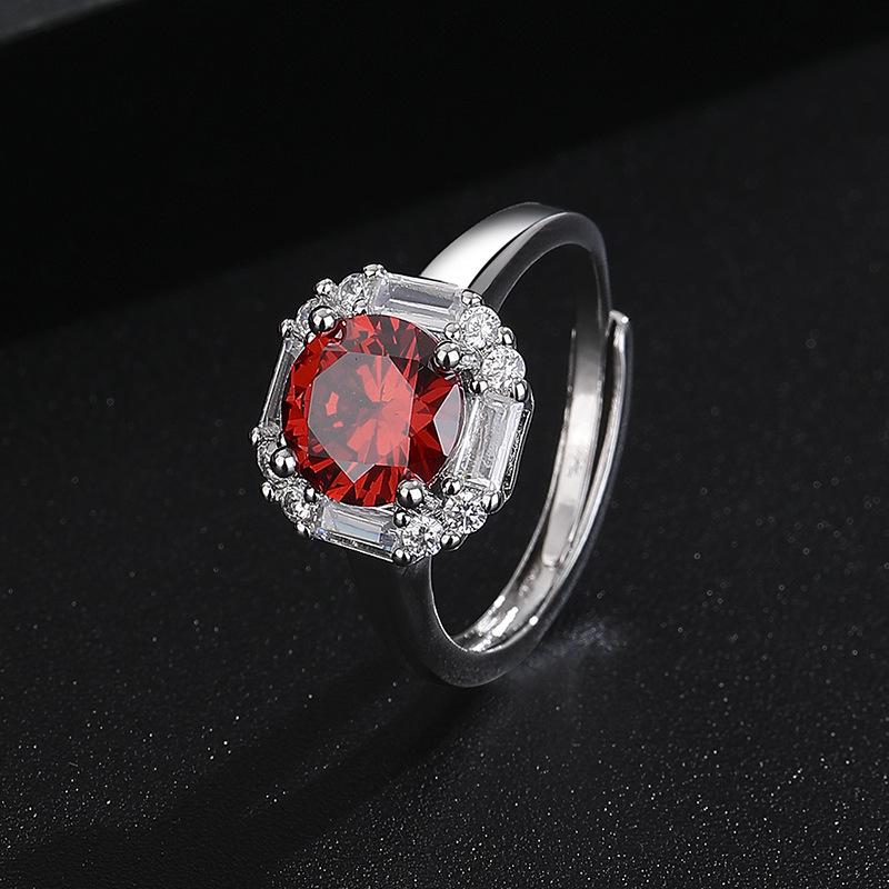 Damen Luxus Minimalistischer Quadratischer Ring mit bunten Zirkonia-Inlays