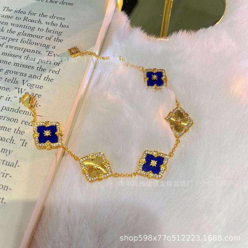 Buccellati Armband Kleeblatt Fünfblättrig Laser Diamant Doppelseitig Mädchen Retro Hof