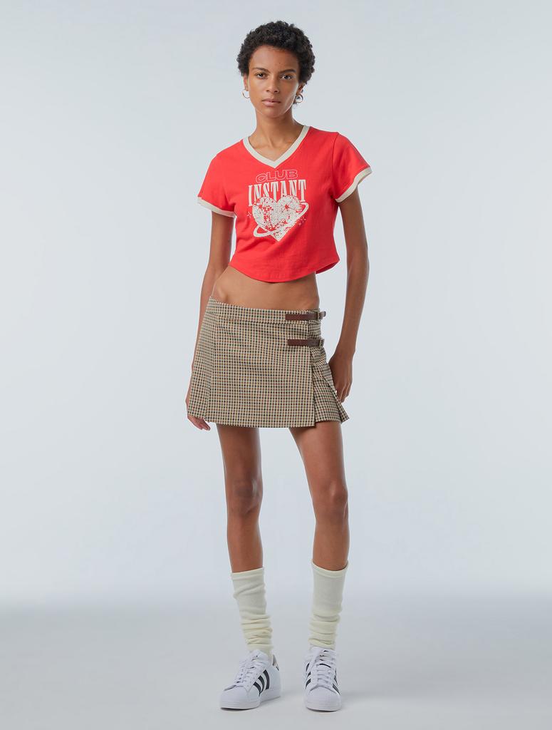 Instant Punk Check Wrap Mini Skirt - Beige
