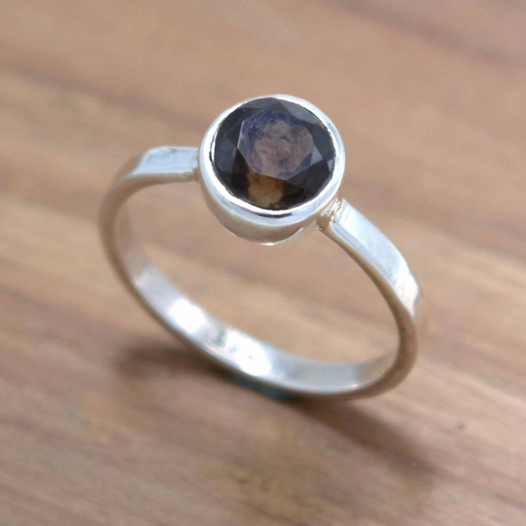Smoky Topaz 925 Sterling Silver  Ring,  Round Gemstone Handamde Women Statement Ring Jewelry