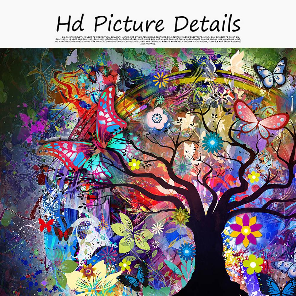 Tree Of Life Print Poster Colourful Butterfly Abstract Wall Canvas Painting For Living Room Corridor Modern Home Decor Artwork