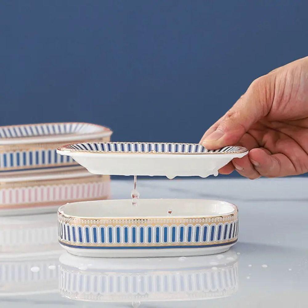 Light Luxury Ceramic Soap Holder Nordic Style Soap Box Soap Rack Double-Layer Bar Soap Tray Home