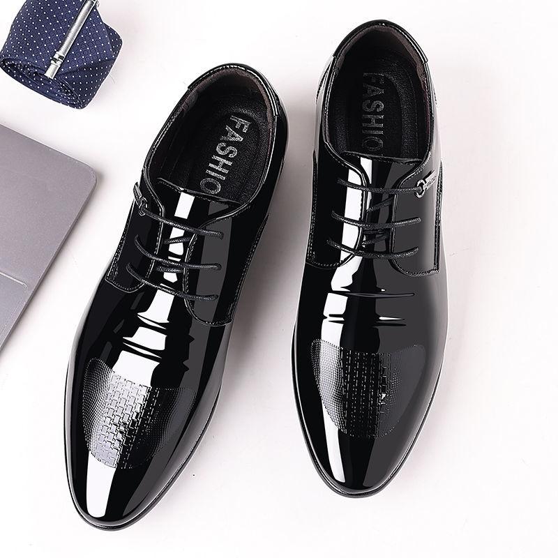 Patent Leather Black Lace Up Pointed Toe Men'S Formal Shoes Style Low Price Office Luxury Designer 39 Suit Social Shoe Male