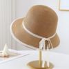 Summer Wide-Brimmed Straw Hat for Women with Ribbon Versatile Vacation Seaside Beach Hat