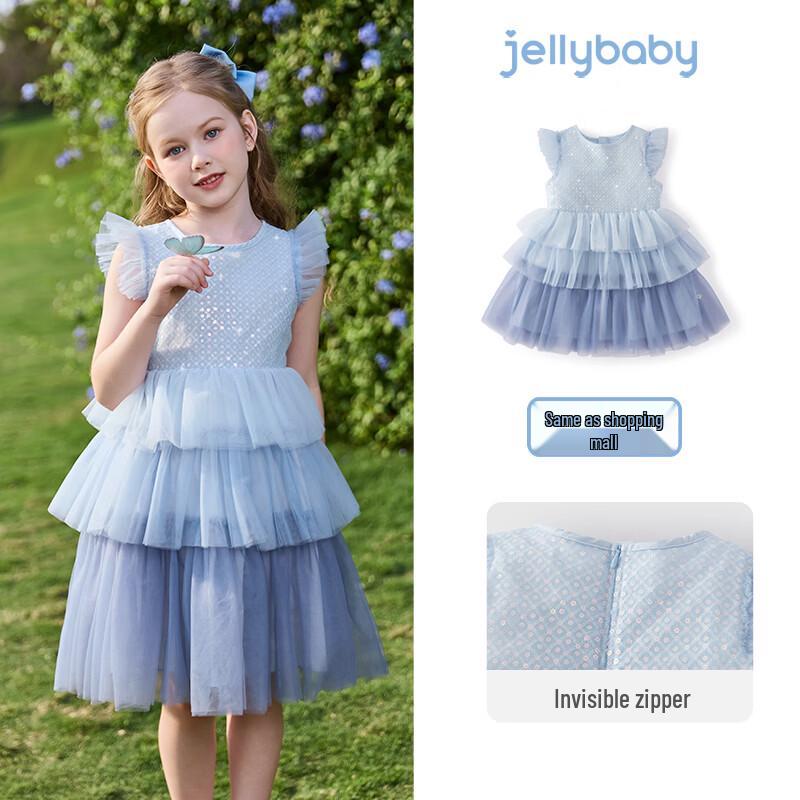 JELLYBABY Girls  Flutter Sleeve Bow Princess Dress 120