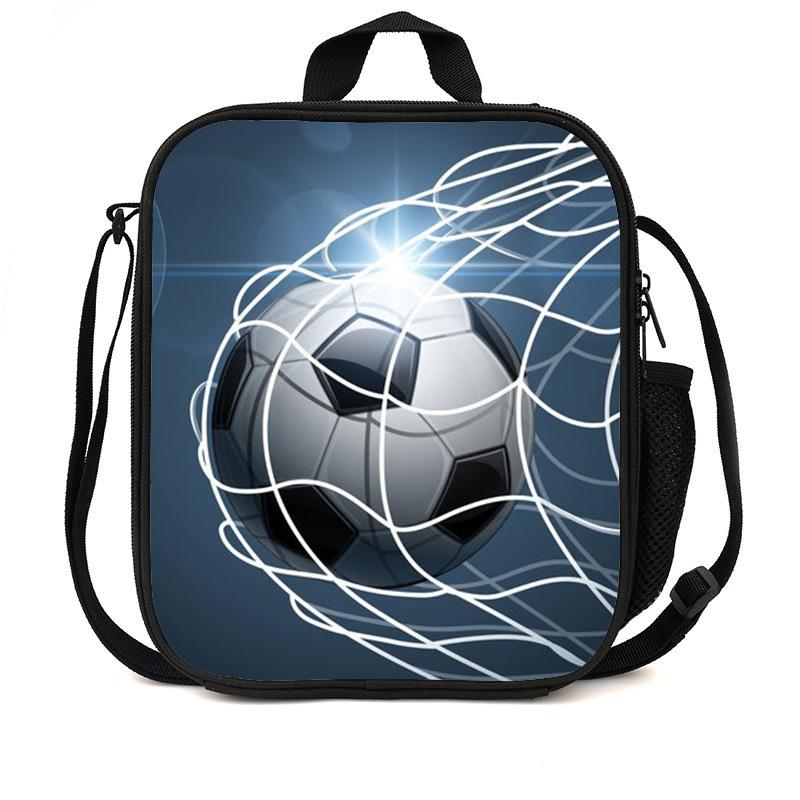 Football Basketball Pattern Children'S Lunch Bag Elementary School Lunch Box Bag Fashion Trend Boys' Lunch Bag