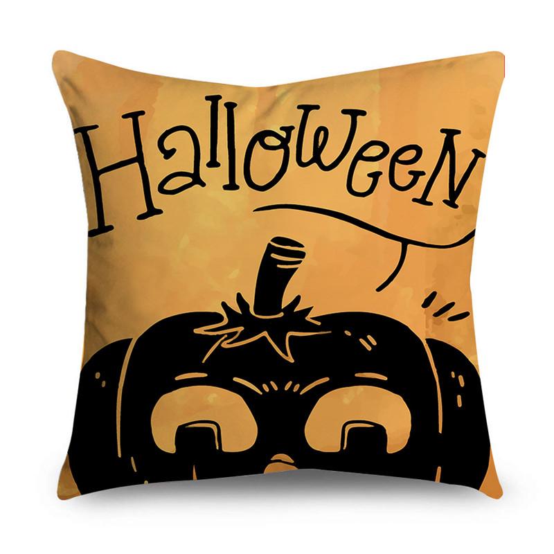 Halloween Theme Horror Pumpkin Wizard Print Pattern Cushion Cover Home Living Room Sofa Decoration Square Throw Pillow Cover