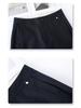 Women's Wide-Leg Navy Blue High-Waist Cropped Pants - Spring/Summer 2025 Casual Collection