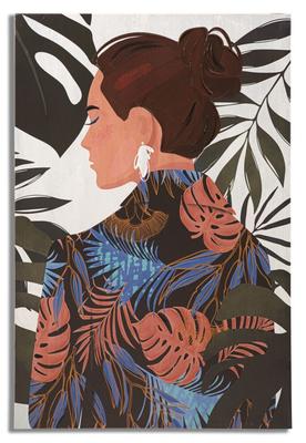 Wanddruck Malerei  Lady Jungle -B- Cm 80X2,8X120
