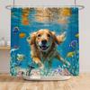 Funny Animals Shower Curtain Cartoon Cute Cats Dog Kids Curtain for Bathroom Waterproof Home Decoration Shower Curtains