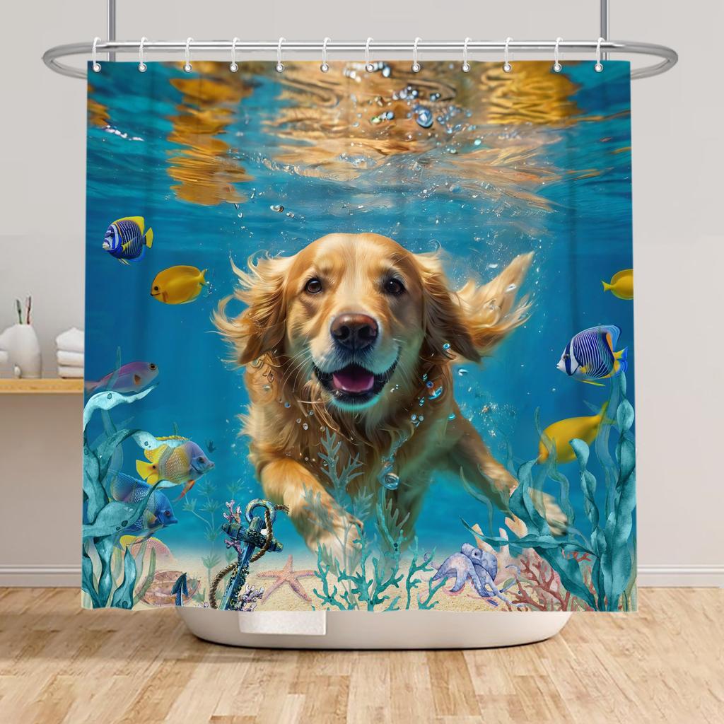 Funny Animals Shower Curtain Cartoon Cute Cats Dog Kids Curtain for Bathroom Waterproof Home Decoration Shower Curtains