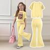 Kids Girls Casual Short Sleeve Printed Outfit Set for Play and Daily Wear