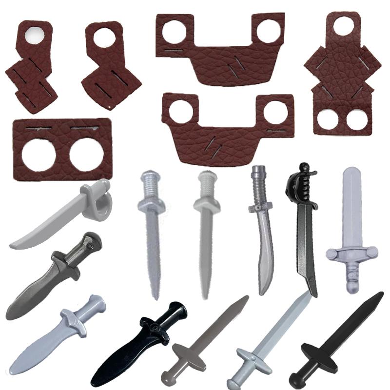 MOC Medieval Building Blocks Character Parts Model Toy Castle Knight Soldier Sword Bow Armor Shield Spear Piercing Parts Bricks