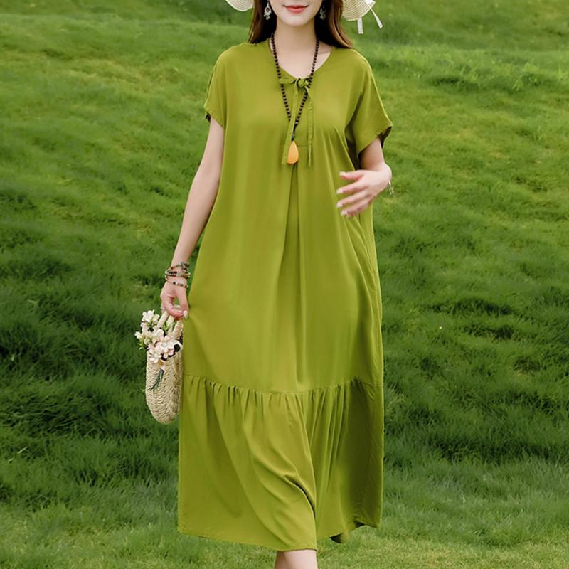 Women's Plus Size Floral Print Short Sleeve Maxi Dress, Loose Casual Summer Sundress (XL-5XL)