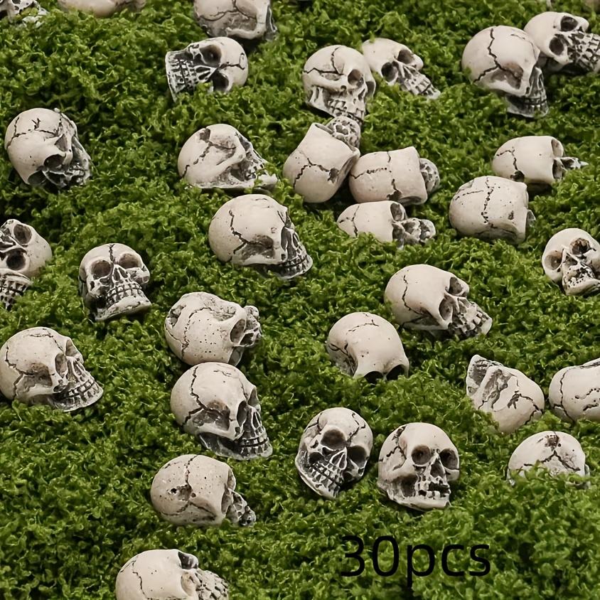30/50/100 Mini Skull Sculptures - Rustic Resin Gnome Statues for Halloween Decor, Indoor/Outdoor Garden, Patio