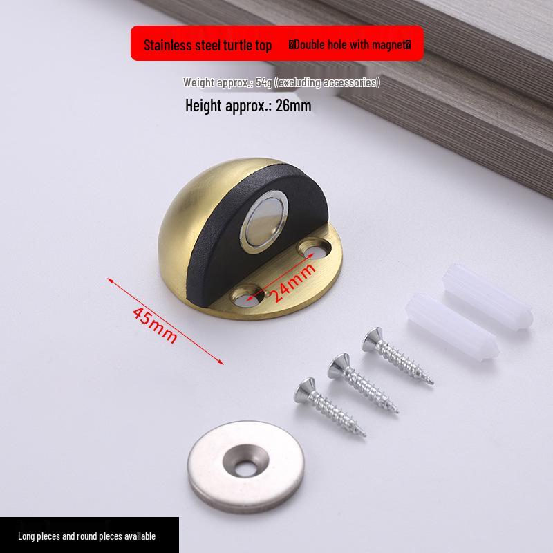 Stainless Steel No-Drill Magnetic Door Stopper with Anti-Collision Rubber