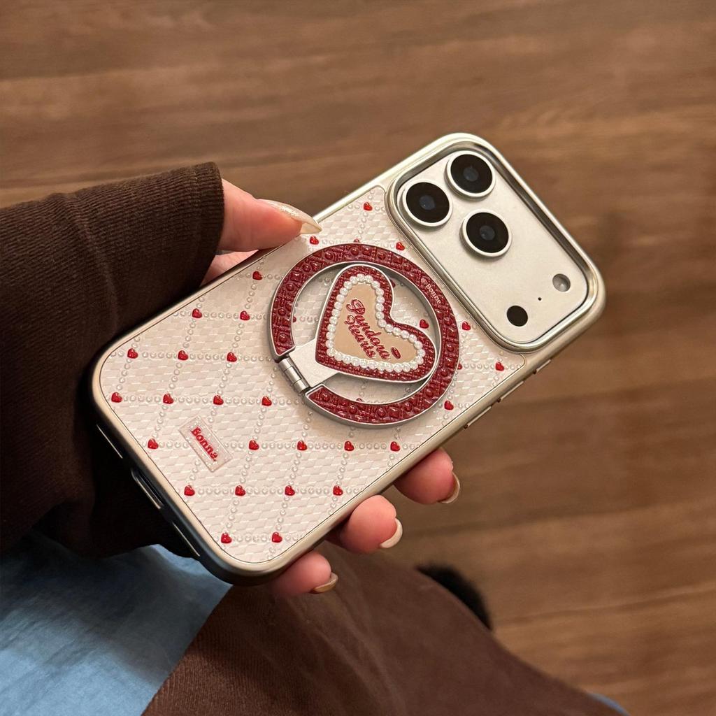 Herzförmige Stand-Handyhülle für iPhone 16, iPhone 17, iPhone 17 Pro Max