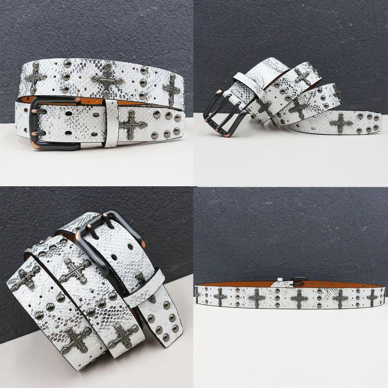 Punk Belt Men Women Rivet Decor PU Leather Waistband Casual Versatile