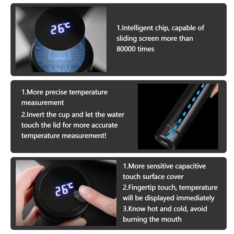 500ML Intelligent Temperature Thermos Bottle Stainless Steel Water Bottle For Opel Corsa D Astra G H J K F Mokka C Zafira B