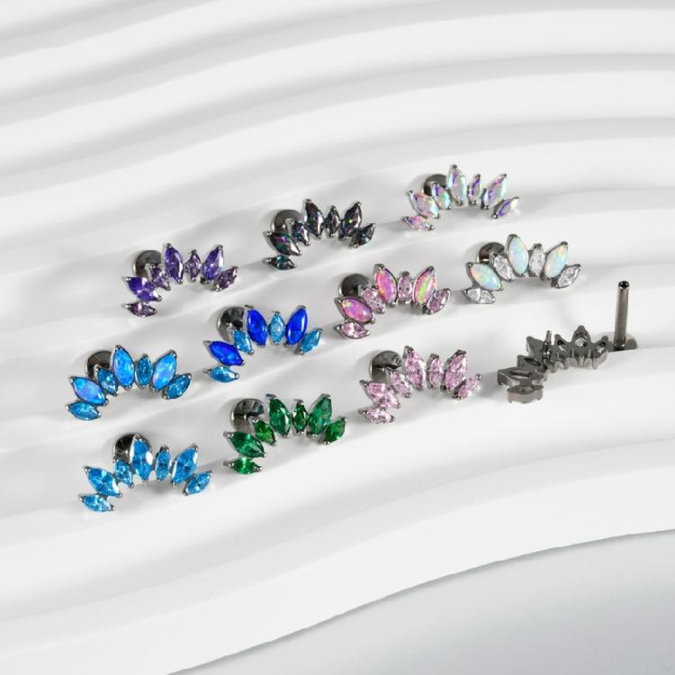 Contemporary Curved T Bar Threaded Ear Bone Studs Portable Alloy Body Jewelry
