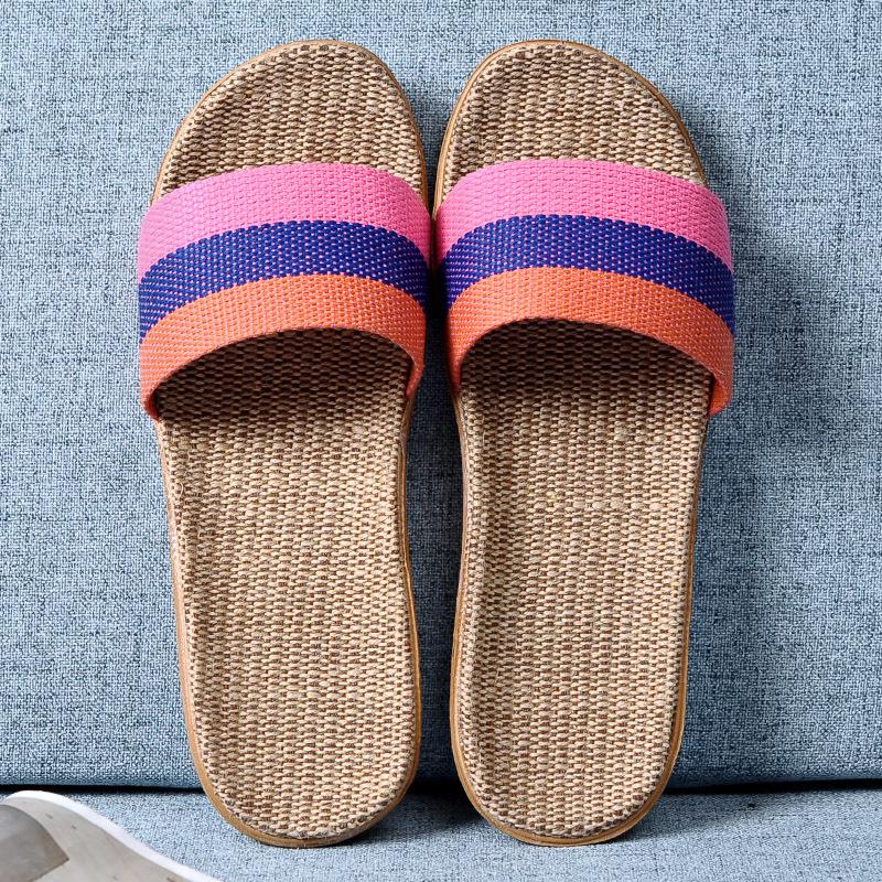 Cotton and Linen Non-Slip Home Slippers for Men and Women – Indoor Summer Slippers with Thick Bottom for Wooden Floors.