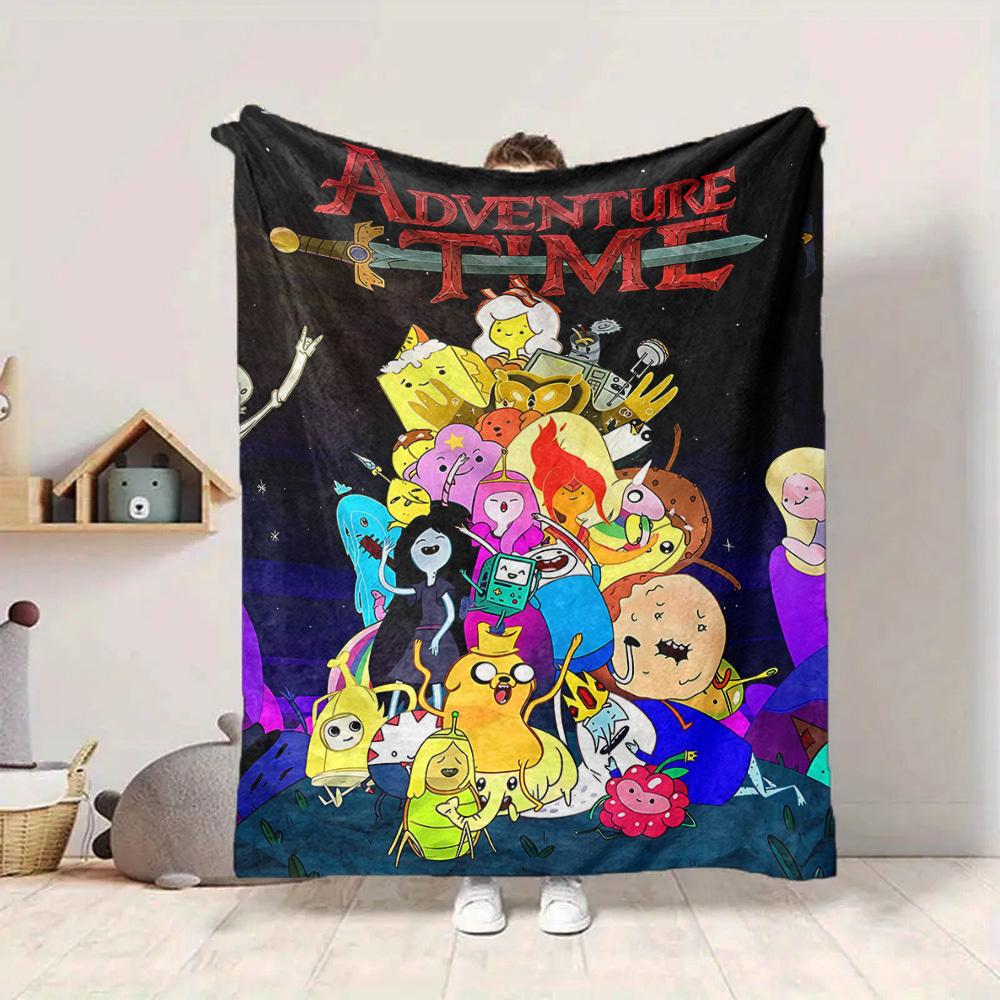 1pc Adventure Time Blanket Lightweight Flannel Throw For Sofa, Bed, Travel, Camping, Livingroom, Office, Couch, Chair, And Bed