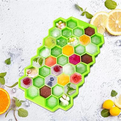 Tavă pentru cuburi de gheață din silicon în formă de fagure de miere Mold din silicon pentru fabricarea de cuburi de gheață cu capace pentru petrecere de înghețată Cocktail de whisky Băutură rece