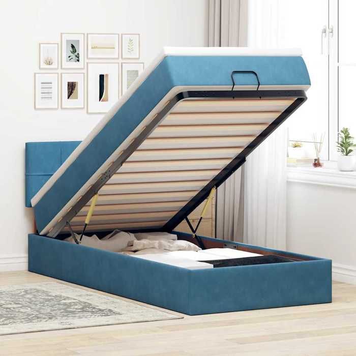 VidaXL Cadre de lit ottoman avec matelas bleu foncé 80x200 cm velours, cadre de lit, cadre de lit rembourré, cadre de lit 3311739