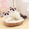 Realistic Plush Ragdoll Cat Toy Soft Stuffed Animal White Gray Fluffy Fur Big Blue Eyes Pet Gift Kids Home Decor Cute