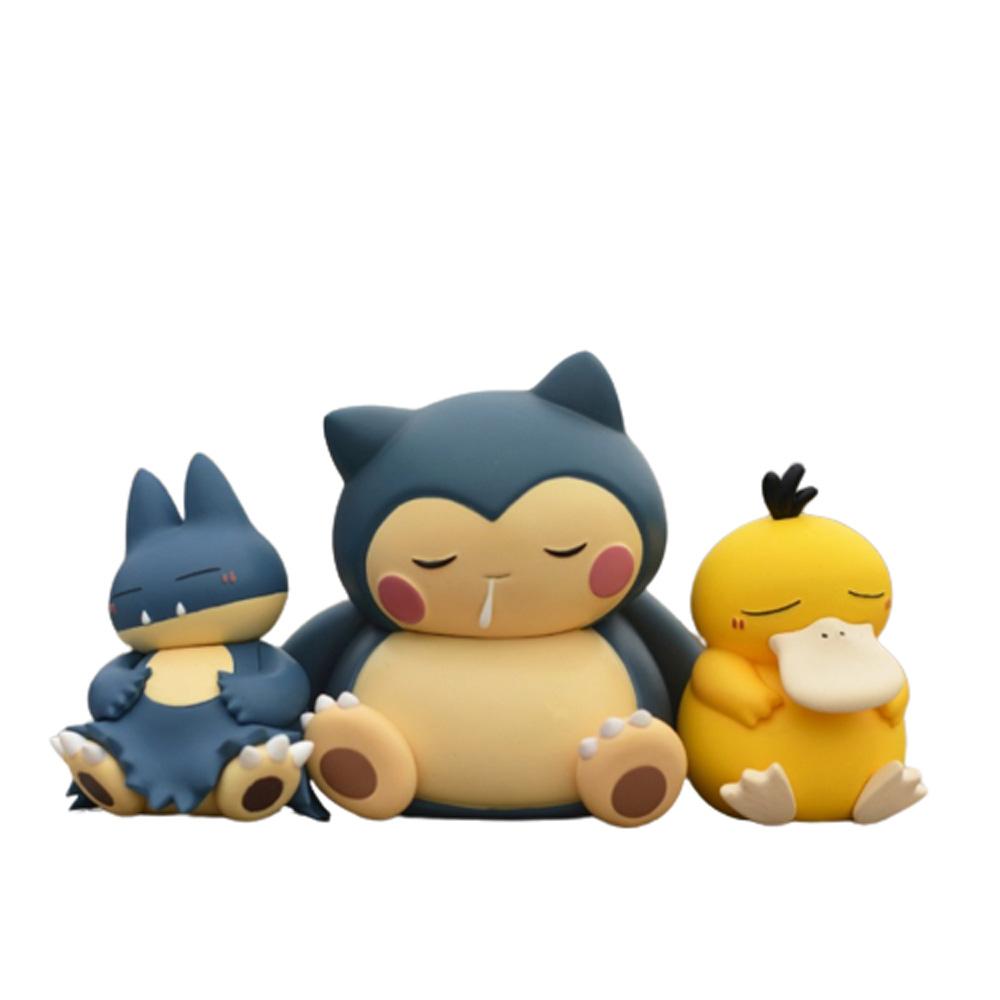 Pokemon Sleeping Figure Psyduck Snorlax, Cute 6-7cm Action Model, Collectible Desk Decor Toy Gift for Fans