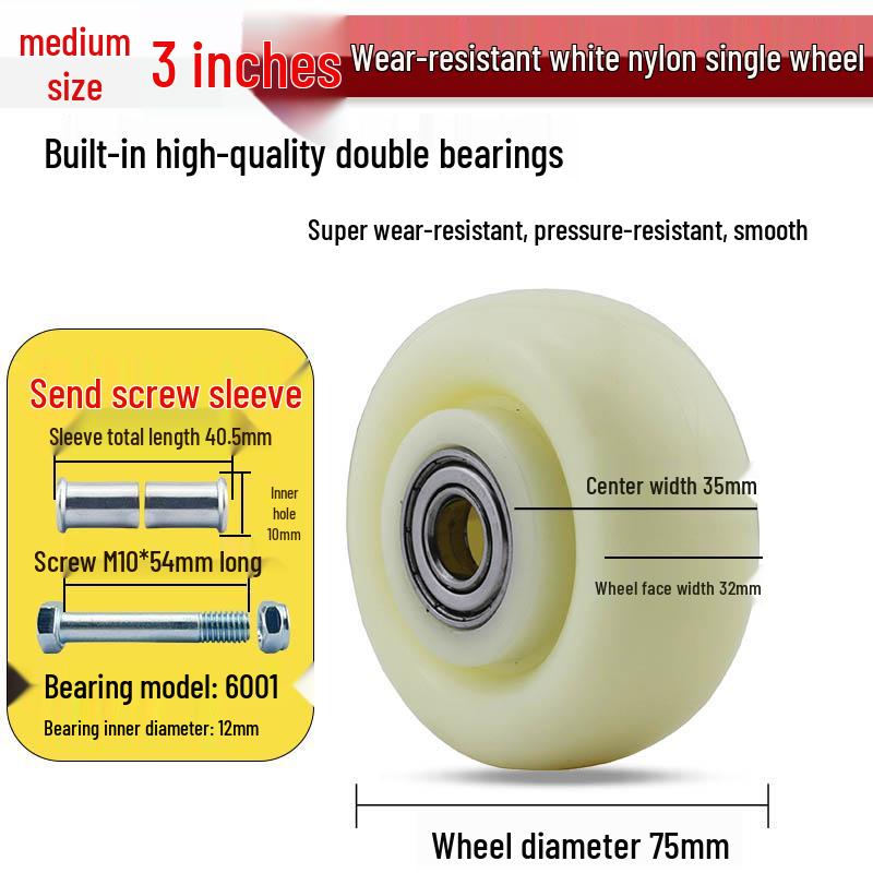 Nylon Swivel Caster Wheels: 2-6 inch Heavy-Duty Rubber & Flat Plate Options