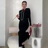 2024 Autumn Women's Solid Color Slim-Fit Knitted Top & Skirt Set