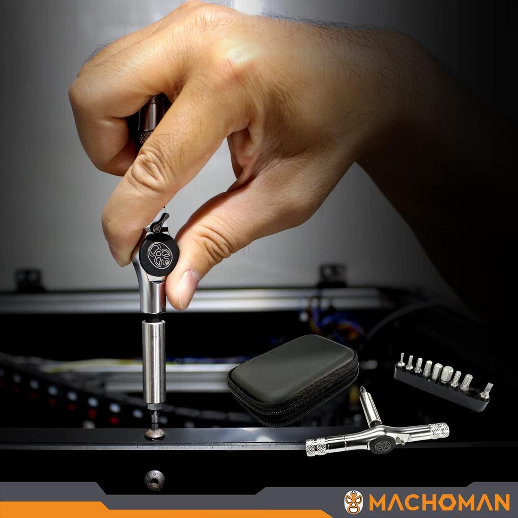 MACHOMAN Precision Screwdriver Set with Interchangeable Ratchet and 10 Compact and Suitable for Cars and Bicycles T-Handles, 1/4-Inch Wrench, Bits,