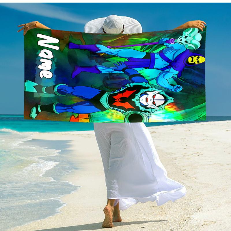 Personalized customized proof beach towel with He-Man and the Masters of the Universe pattern - soft, absorbent,quick-drying,perfect swimming,camping&