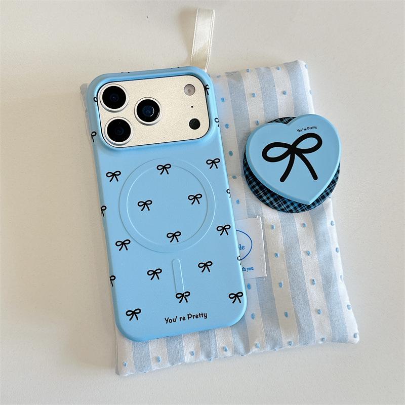 Korean Style Magnetic Bow Stand for iPhone 17/16 Pro Max/15 Pro Case - Premium Feel