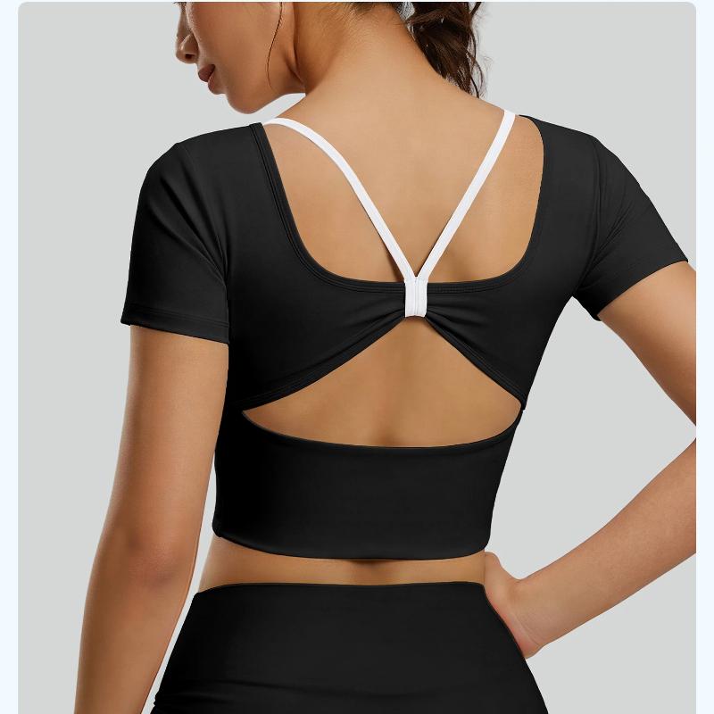 2026 New Summer Breathable Yoga Wear Tops Women Outdoor Running Sports Fitness Wear Short Sleeves